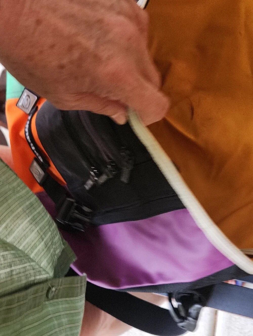 Timbuk2 Colorblock Messenger Bag - Green, Orange, Purple 16x19